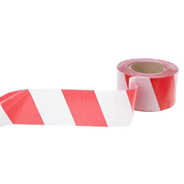 Лента сигнальная «Оградительная», 250 м, ширина 7.5 см, толщина 35 мкм, красная, белая