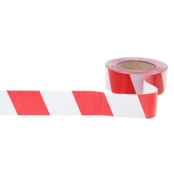 Лента сигнальная «Оградительная», 200 м, ширина 5 см, толщина 50 мкм, красная, белая