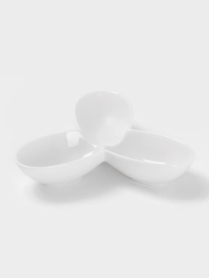 Менажница 3 ячейки Wilmax, d=17 см, фарфор, белая