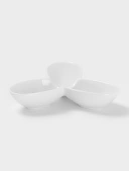 Менажница 3 ячейки Wilmax, d=17 см, фарфор, белая