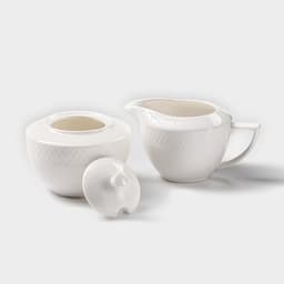 Набор сервировочный Wilmax «Юлия Высоцкая», 2 предмета: сахарница 340 мл, молочник 280 мл, фарфор, белый