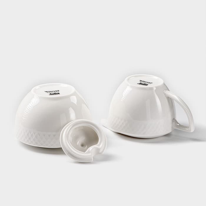 Набор сервировочный Wilmax «Юлия Высоцкая», 2 предмета: сахарница 340 мл, молочник 280 мл, фарфор, белый