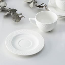 Чайный сервиз Wilmax «Юлия Высоцкая», на 6 персон, 12 предметов: 6 чашек 240 мл, 6 блюдец, фарфор, белый