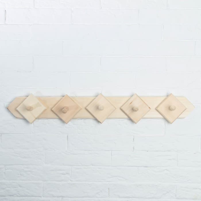 Вешалка для бани и сауны, липа, 57×8×10 см, 5 крючков, «Добропаровъ»