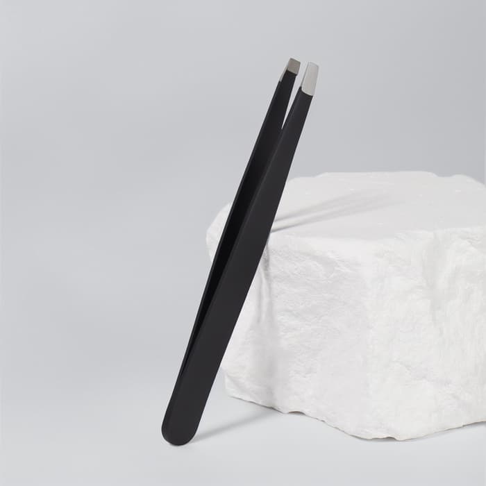 Пинцет прямой, широкий, 9.5 см, чёрный