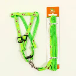 Шлейка с поводком «Цветные следы», ОГ 23-35 с, ширина 1 см, поводок 120 см, зелёная