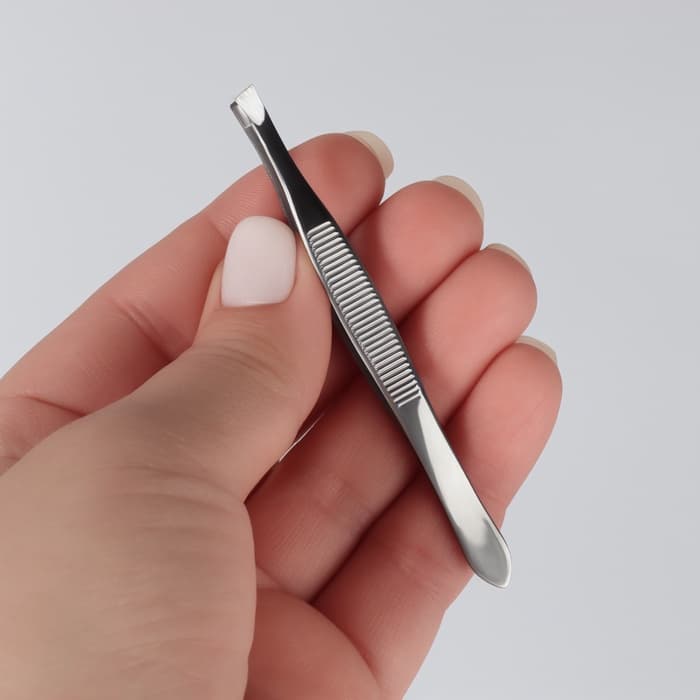 Пинцет скошенный, узкий, 9 см, в футляре, МИКС