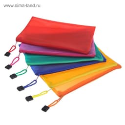 Папка-конверт на молнии Calligrata А6 (175×130 мм), с сеткой внутри, МИКС