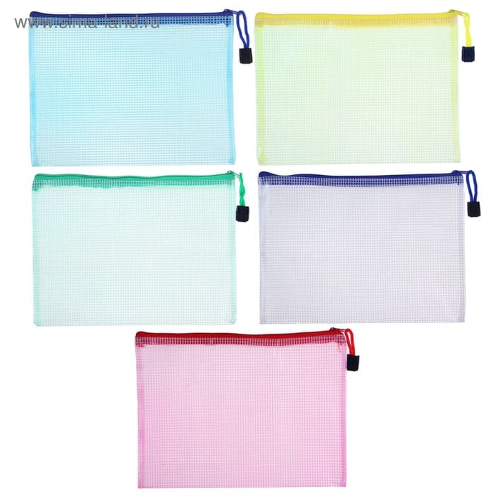 Папка-конверт на молнии Calligrata «Клеточка» А5, (240×170 мм), МИКС