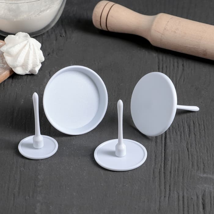 Набор кондитерских гвоздей Доляна, 4 шт., d=3.5/5/6/7 см, пластик, белый