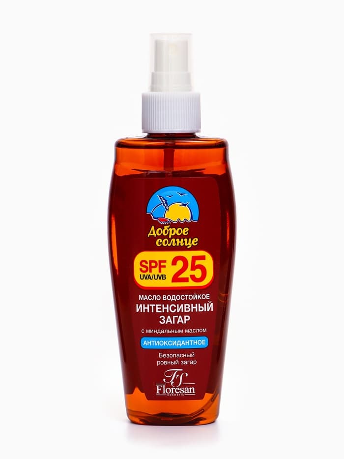 Масло водостойкое для загара Floresan интенсивный загар SPF 25, 150 мл
