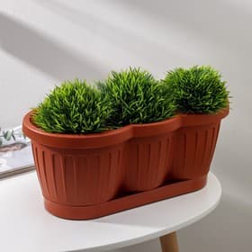 Ящик для цветов с поддоном Петропласт «Гусеница», 40 см, пластик, МИКС