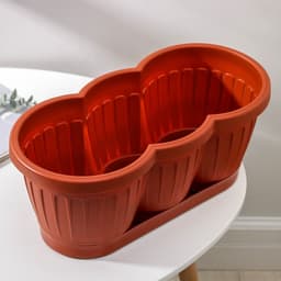 Ящик для цветов с поддоном Петропласт «Гусеница», 40 см, пластик, МИКС