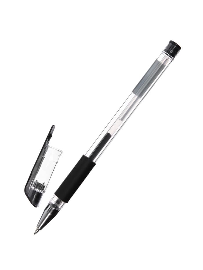 Ручка гелевая LANCER, чёрный стержень, узел 0.5 мм, резиновый упор