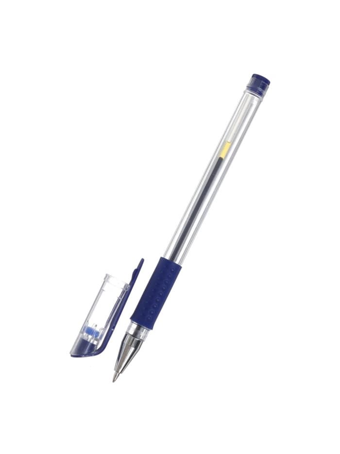 Ручка гелевая LANCER, синий стержень, узел 0.5 мм, резиновый упор