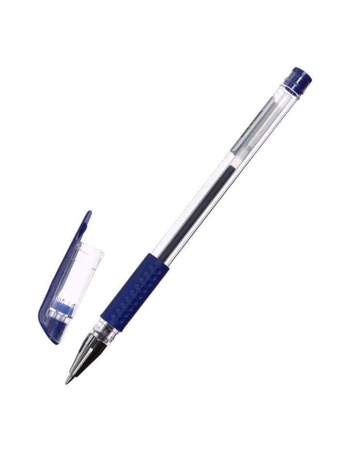 Ручка гелевая LANCER, синий стержень, узел 0.5 мм, резиновый упор