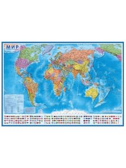 Карта Мира интерактивная, политическая, 101×70 см, 1:32 М, ламинированная, настенная