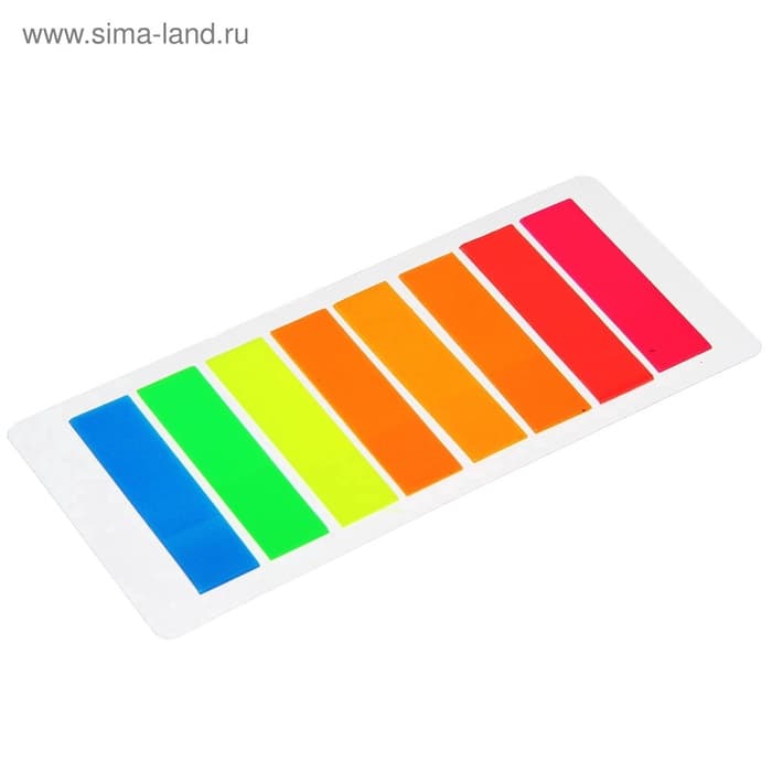 Блок-закладка с липким краем, 8 цветов по 25 штук, 12×45 мм, флуоресцентные, пластиковые, в блистере