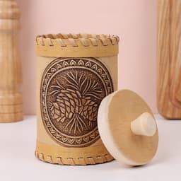 Туес «Шишки», 8×8×10 см, береста