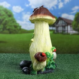 Садовая фигура из полистоуна «Гриб с ягодой и улиткой», 32.5×19×26 см