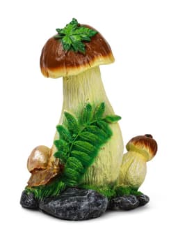 Садовая фигура из полистоуна «Гриб с ягодой и улиткой», 32.5×19×26 см
