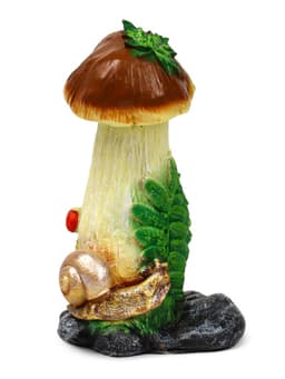 Садовая фигура из полистоуна «Гриб с ягодой и улиткой», 32.5×19×26 см