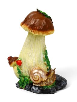 Садовая фигура из полистоуна «Гриб с ягодой и улиткой», 32.5×19×26 см