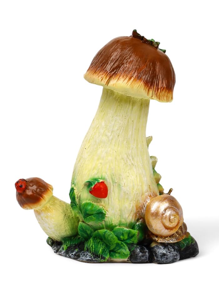 Садовая фигура из полистоуна «Гриб с ягодой и улиткой», 32.5×19×26 см