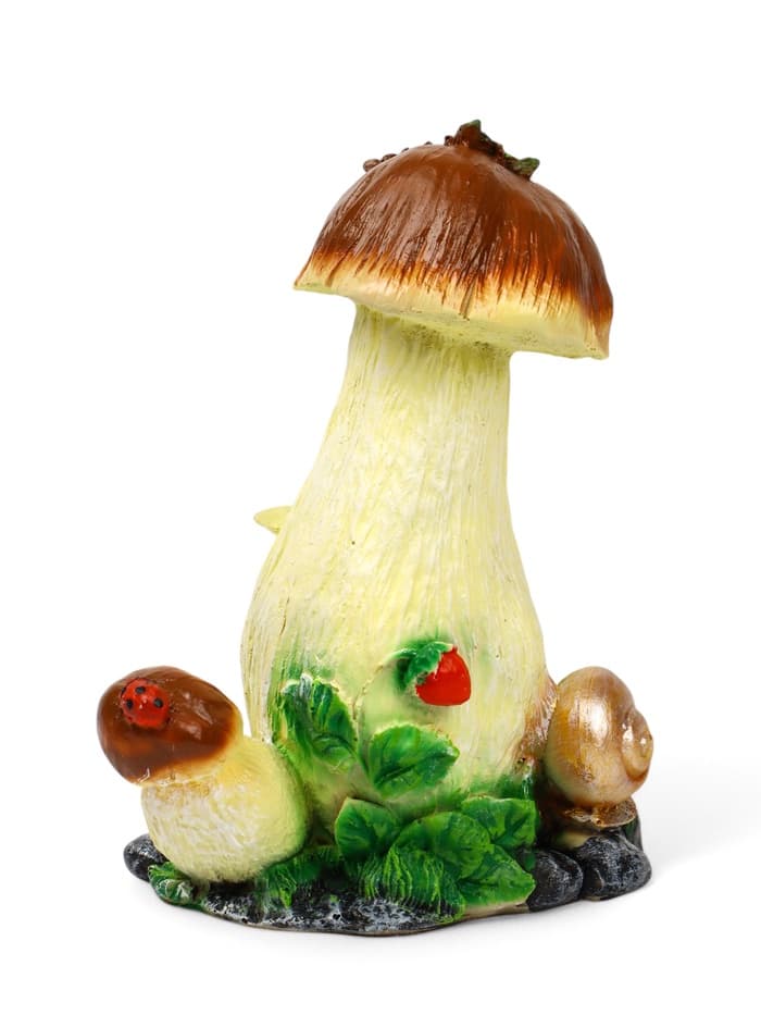 Садовая фигура из полистоуна «Гриб с ягодой и улиткой», 32.5×19×26 см