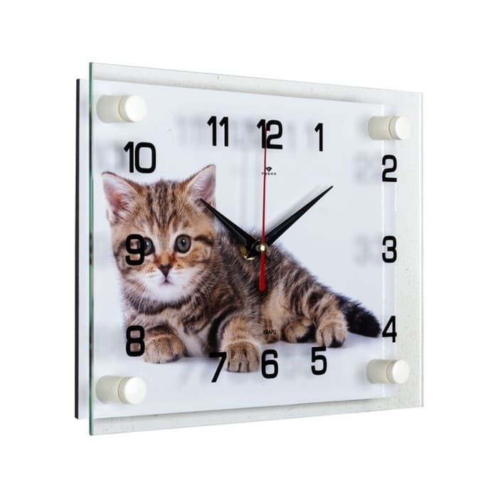 Часы настенные интерьерные «Котёнок», бесшумные, 20×26 см