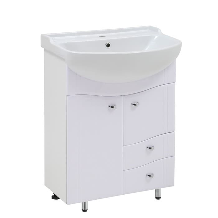 Комплект мебели: тумба «Тура 60», с раковиной «Амур 60», 590×296×820 мм, цвет белый