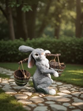 Садовая фигура полистоуна «Заяц с коромыслом», 35 см