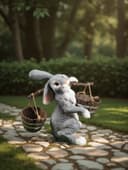 Садовая фигура полистоуна «Заяц с коромыслом», 35 см