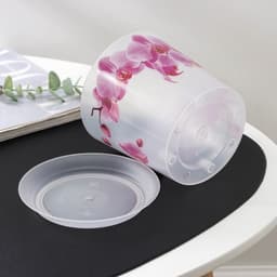 Горшок для орхидей с поддоном IDEA «Деко», 1.2 л, пластиковый, прозрачный