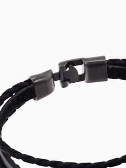 Браслет кожаный «Унисекс. Скорпион», L=20 см, бусины микс, чернёный в серебре