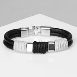 Браслет унисекс «Стиль» плетёнка, цвет чёрно-белый, 1+ см