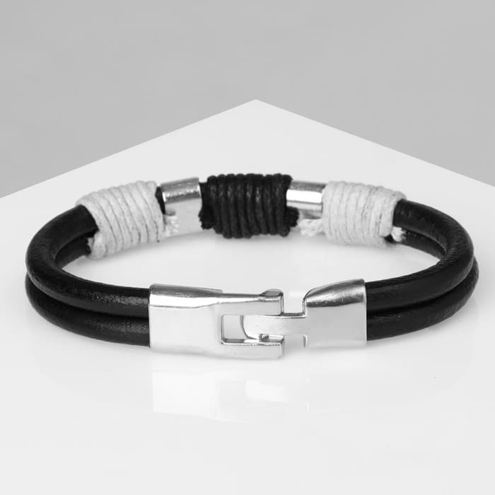Браслет унисекс «Стиль» плетёнка, цвет чёрно-белый, 1+ см