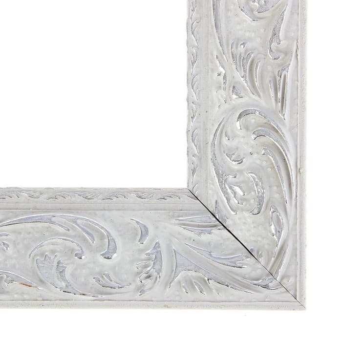 Рама для картин (зеркал) 40×60×4 см, дерево «Версаль», бело-серебристая