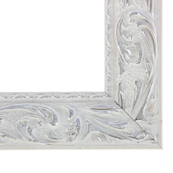Рама для картин (зеркал) 30×40×4 см, дерево «Версаль», бело-серебристая