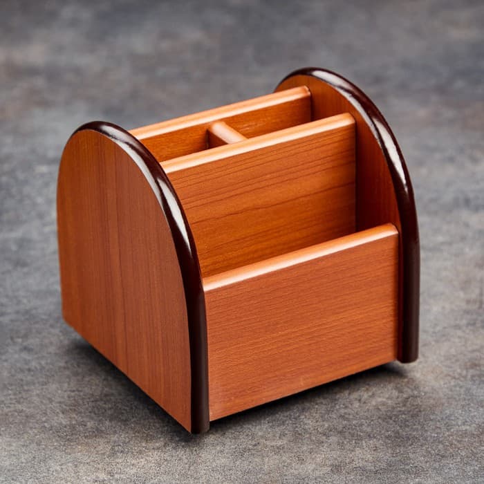 Органайзер 4 секции, на вращающейся подставке, под бук, 12×12×12 см