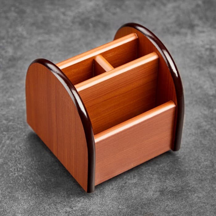 Органайзер 4 секции, на вращающейся подставке, под бук, 12×12×12 см