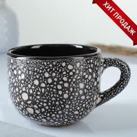 Кружка Борисовская керамика «Мрамор», 500 мл, 12×7.5 см, чёрная