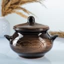 Горшочек для запекания Борисовская керамика «Старина», 950 мл, 14×15 см, коричневый