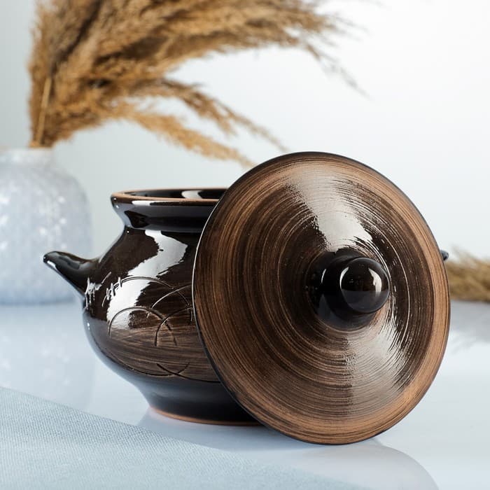 Горшочек для запекания Борисовская керамика «Старина», 950 мл, 14×15 см, коричневый