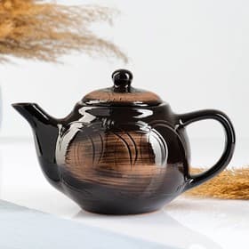 Чайник заварочный Борисовская керамика «Уют», с вкладышем, 1 л, 14×15.5 см, коричневый