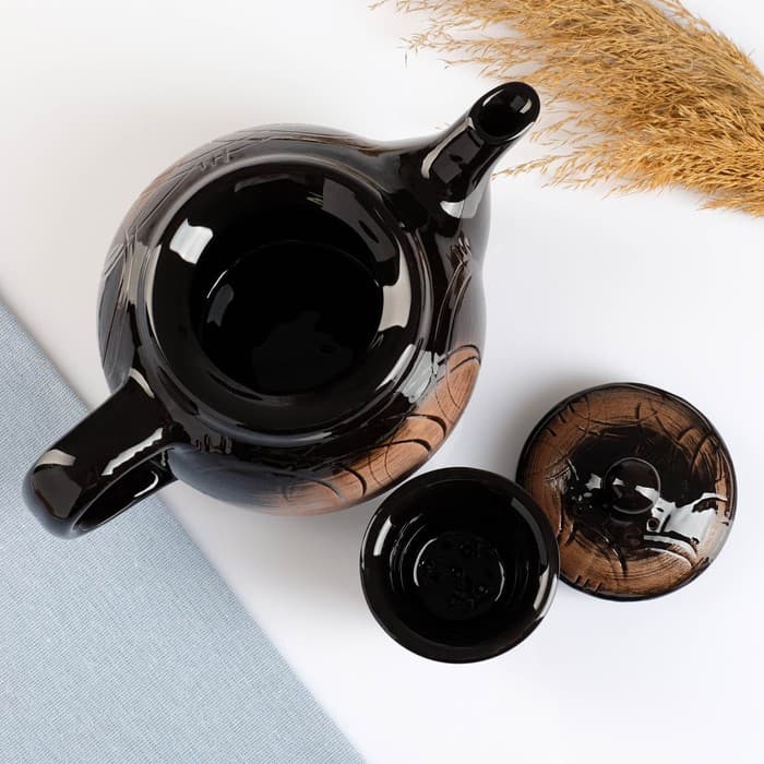 Чайник заварочный Борисовская керамика «Уют», с вкладышем, 1 л, 14×15.5 см, коричневый