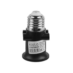 Переходник Ecola, с цоколя Е27 на Е27, с выходом на розетки, 75×45 мм