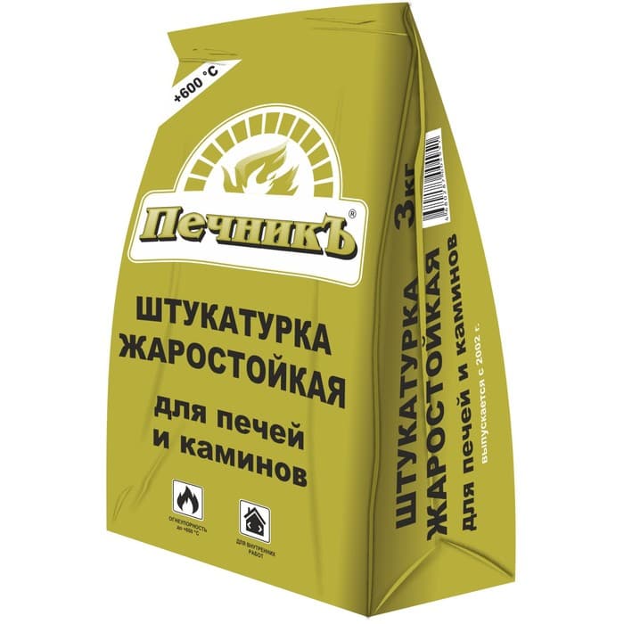 Штукатурка жаростойкая для печей и каминов «Печникъ», 3 кг