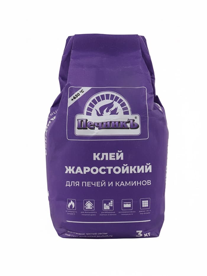 Клей жаростойкий для печей и каминов «Печникъ», 3 кг