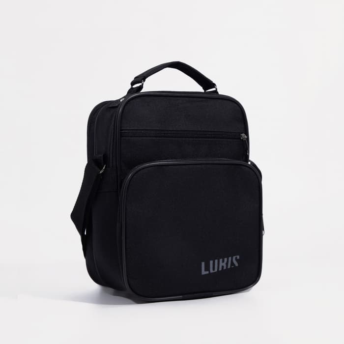 Сумка мужская Luris, 2 отдела на молнии, 2 наружных кармана, чёрная